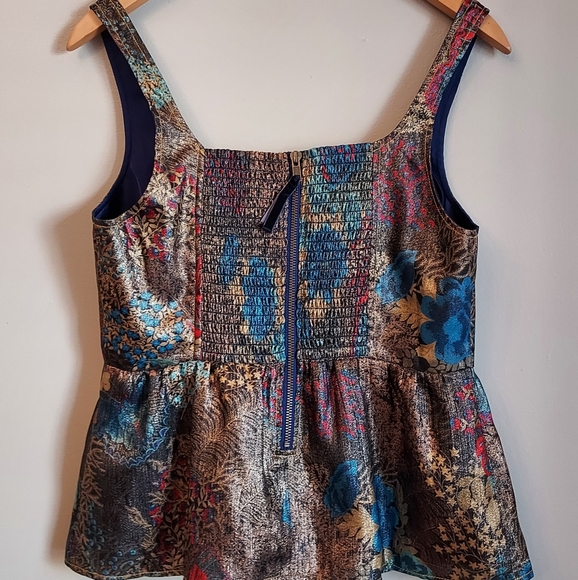 Anthropologie Sleeveless Metallic Jacquard Peplum Top Blouse Size 4 NEW NWT - Picture 4 of 10